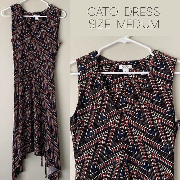 Cato Dress with Vibrant Pattern and Handkerchief Bottom Size Medium - Picture 1 of 14